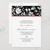 Einladung zur Hochzeit in Schwarz-Weiß-Flora (Vorne/Hinten)