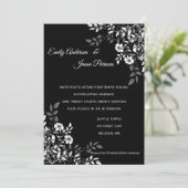 Einladung zur Hochzeit in Schwarz-Weiß-Flora (Stehend Vorderseite)