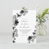 Einladung zur Hochzeit in Schwarz-Weiß-Orchideen (Stehend Vorderseite)