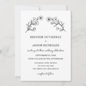 Einladung zur Hochzeit in Schwarz-Weiß-Wildblume (Vorderseite)