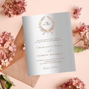 Einladung zur Hochzeit in Silbergold-Rose