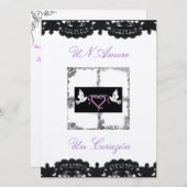 Einladung zur Hochzeit in Spanien "Doves and Ribbo (Vorne/Hinten)