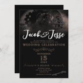 Einladung zur Hochzeit in Steampunk - Flachkarte (Vorne/Hinten)