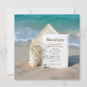 Einladung zur Hochzeit in Strandsand mit Starfish (Vorderseite)