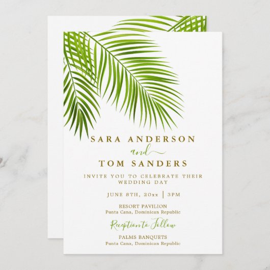 Einladung zur Hochzeit in Tropical Palm (Vorne/Hinten)