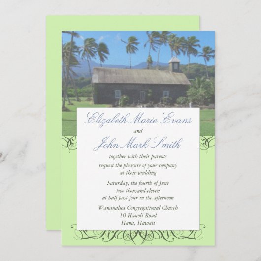 Einladung zur Hochzeit in Urlaubsort (Vorne/Hinten)