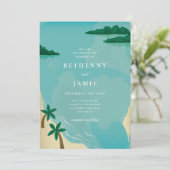Einladung zur Hochzeit in Urlaubsort Tropical Beac (Stehend Vorderseite)