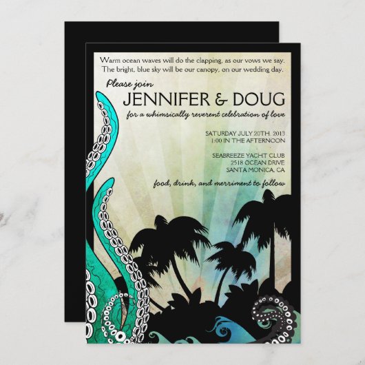 Einladung zur Hochzeit in Urlaubsort von Offbeat (Vorne/Hinten)