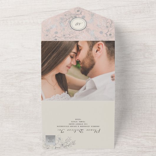 Einladung zur Hochzeit in Vintagem Rosa (Außenbereich)