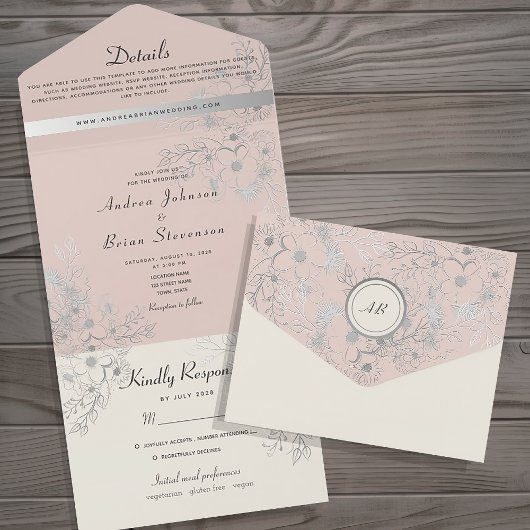 Einladung zur Hochzeit in Vintagem Rosa