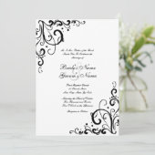 Einladung zur Hochzeit in Weiß und Schwarz (Stehend Vorderseite)