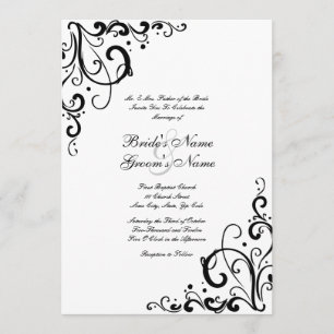 Einladung zur Hochzeit in Weiß und Schwarz