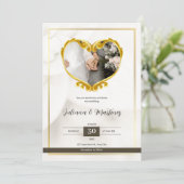 Einladung zur Hochzeit in Weiß und Schwarz (Stehend Vorderseite)