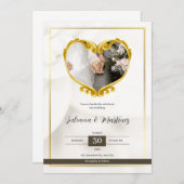 Einladung zur Hochzeit in Weiß und Schwarz (Vorne/Hinten)