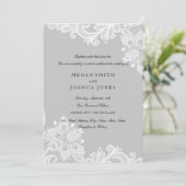 Einladung zur Hochzeit in White Gray Lace (Stehend Vorderseite)