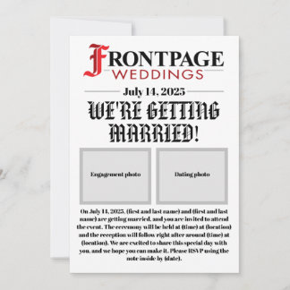 Einladung zur Hochzeit in Zeitungen