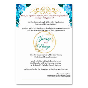 Einladung zur Hochzeit - indisches Blumendesign Tischnummer