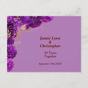 Einladung zur Hochzeit-Jubiläumsfeier mit violette Postkarte