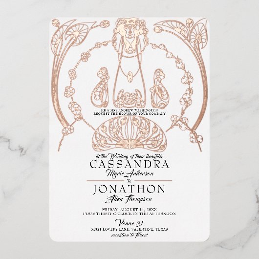 Einladung zur Hochzeit - Jugendstil & Gedicht 12 (Vorderseite)