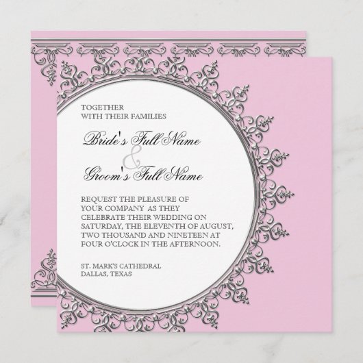 Einladung zur Hochzeit - Klassischer Barockwirbelz (Vorne/Hinten)