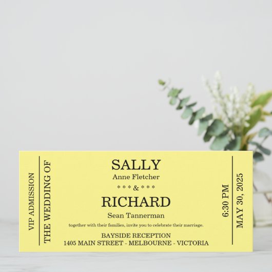 Einladung zur Hochzeit (Konzert Ticket gestylt) (Stehend Vorderseite)