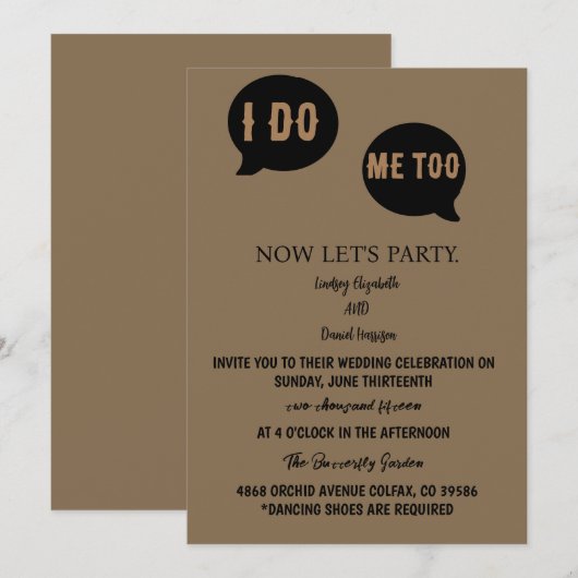 Einladung zur Hochzeit Lässig (Vorne/Hinten)