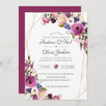 Einladung zur Hochzeit Lila & blau Rose