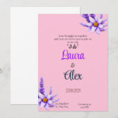 Einladung zur Hochzeit lila Blume (Vorne/Hinten)