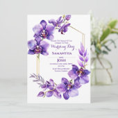 Einladung zur Hochzeit lila Blume (Stehend Vorderseite)