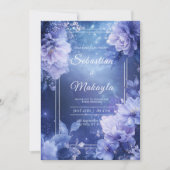 Einladung zur Hochzeit Lila Blumen (Vorderseite)