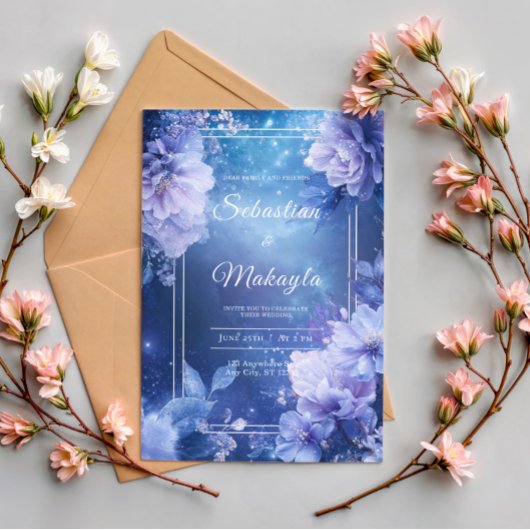 Einladung zur Hochzeit Lila Blumen