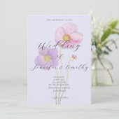 Einladung zur Hochzeit lila botanisches rosa Anemo (Stehend Vorderseite)
