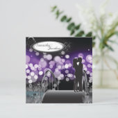 Einladung zur Hochzeit Lila Monogramm-Liebe (Stehend Vorderseite)