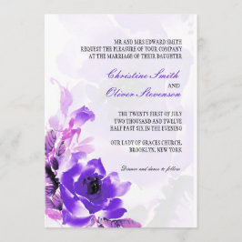 Einladung zur Hochzeit lila Rose