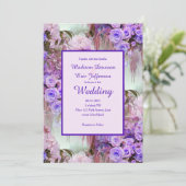 Einladung zur Hochzeit lila Rose (Stehend Vorderseite)