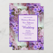 Einladung zur Hochzeit lila Rose (Vorne/Hinten)