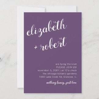 Einladung zur Hochzeit lila Script-Kalligrafie