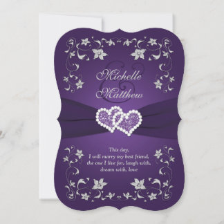 Einladung zur Hochzeit | Lila, Silber, Blüten, Her