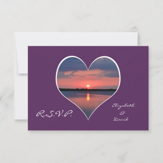 Einladung zur Hochzeit - Lila Sonnenuntergang im H (Vorderseite)