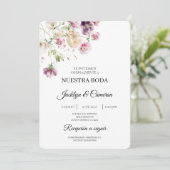 Einladung zur Hochzeit lila Spanischer Flora (Stehend Vorderseite)