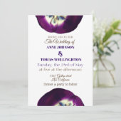 Einladung zur Hochzeit, Lila Tulips-Foto (Stehend Vorderseite)