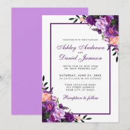 Einladung zur Hochzeit lila ultravioletter Flora V