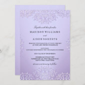 Einladung zur Hochzeit lila Vintager Damast (Vorne/Hinten)