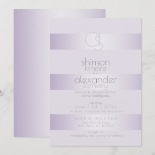 Einladung zur Hochzeit Lilac Shimmer Stripe Mono