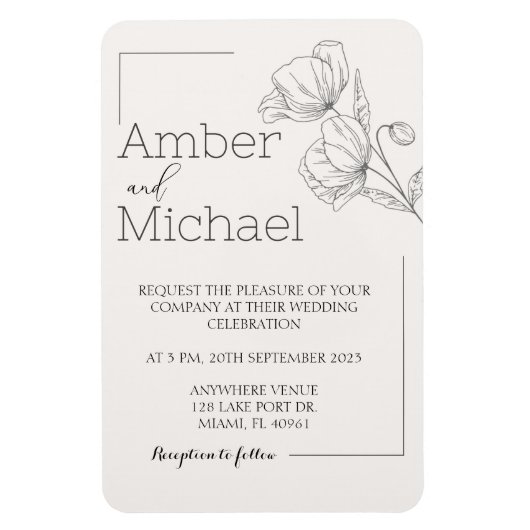 Einladung zur Hochzeit Magnet (Vertikal)