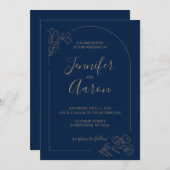 Einladung zur Hochzeit Minimalistischer Blumengest (Vorne/Hinten)