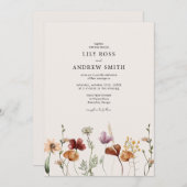 Einladung zur Hochzeit Minimalistischer Wildblumen (Vorne/Hinten)