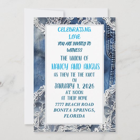 Einladung zur Hochzeit mit alten Spitzen (Vorderseite)