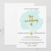 Einladung zur Hochzeit mit Aquamarinem Blütenschei (Vorne/Hinten)