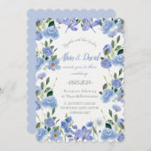 Einladung zur Hochzeit mit Blauer Flora. (Vorne/Hinten)